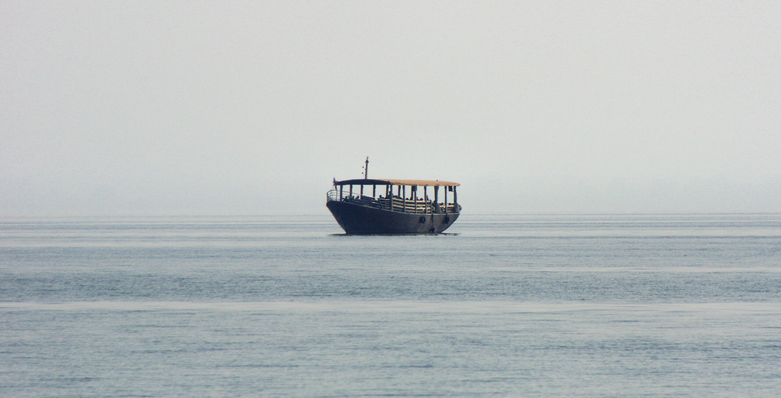 Tourist boat at morning in the Sea of Galilee